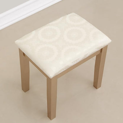 Roundhill Furniture Moniys Wood Moniya Makeup Vanity Table and Stool Set, Gold