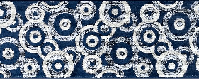 Custom Length Cut to Size Retro Modern Coastal Carpet Runner Rug for Hallways, Non Slip Rubber Backed, 31 inch Wide X Customized Length, Geo Blue, 31 inch X 8 feet