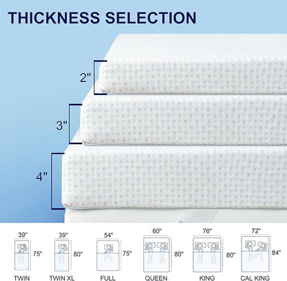 Subrtex 2 Inch Mattress Topper Cover (Only Cover) Mattress Topper Protector Bedding Rayon Made from Bamboo Removable Mattress Encasement with Zippers, Full