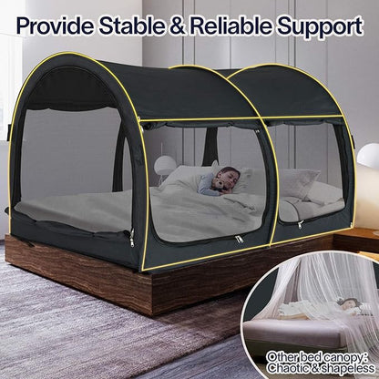 Alvantor Bed Canopy Bed Tents 2-in-1 Dream Tents Privacy Space Twin Size Sleeping Tents Indoor Pop Up Portable Frame Curtains Breathable Gray Cottage Reducing Light & Air Ventilation