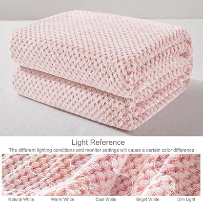 Exclusivo Mezcla Fleece Bed Blanket King Size, Super Soft and Warm Blankets for Couch, Sofa and Bed Waffle Textured, Cozy, Fuzzy and Lightweight (Mixed Pink, 90x104 Inches)