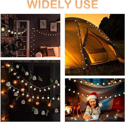 AceList Camping Lantern String Light 30 LED Camping Lights Battery and USB Operated, Happy Camper Mini Kerosene Lamp Perfect for Camping Decorations, Party, Classroom, Christmas and Travel