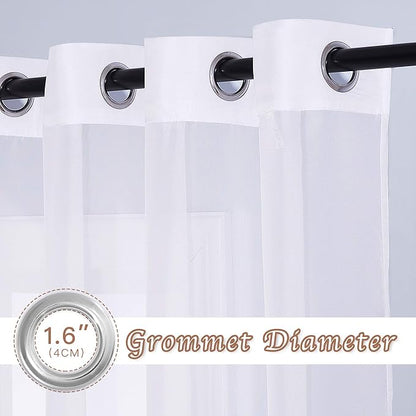 NICETOWN Sheer Curtains for Patio Door - Ring Top Voile Textured Soft Lightweight Curtains and Drapes Elegant for Bedroom/Kitchen/Living Room Home Decor, W70 x L63, White, 2 Panels