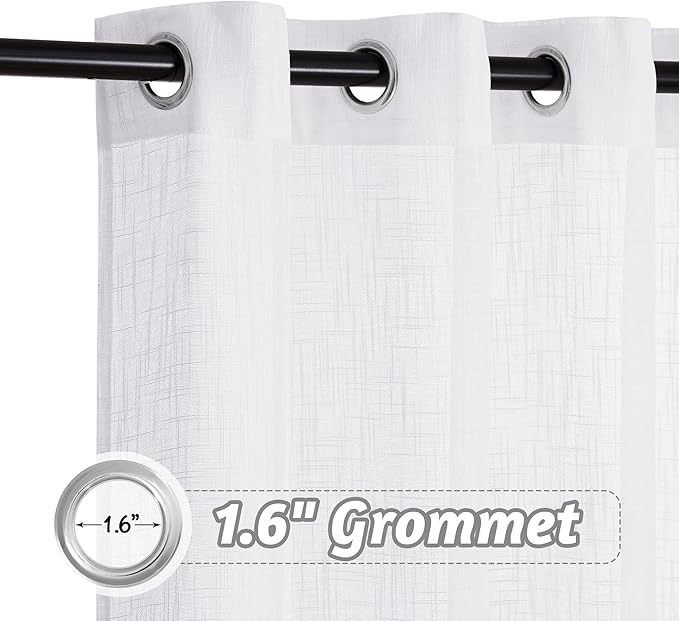 RYB HOME Sheer Curtains 72 inchs Long - Grommet Semi Sheer Curtains, Privacy Linen Textured Drapes for Bedroom Living Room Dining Balcony Bathroom, 52 inches Width x 72 inches Length, 1 Pair