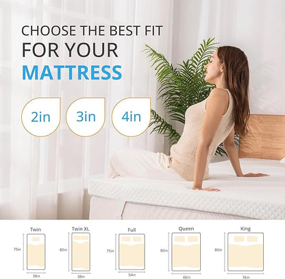 EGO Gel Memory Foam Mattress Topper, 3 Inch Full with Removable Breathable Soft Cover, Cooling Bed Topper for Comfort Body Support & Pressure Relief, CertiPUR-US Certified