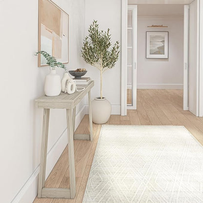 Plank+Beam Solid Wood Console Table, 46 Inch, Sofa Table, Narrow Entryway Table for Hallway, Behind The Couch, Living Room, Foyer, Easy Assembly, White Sand