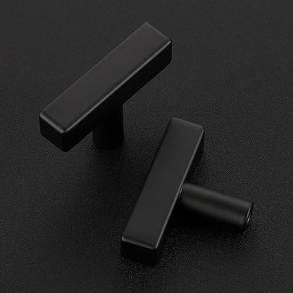 10 Pack Black Cabinet Knobs - Sqaure Bar Cabinet Pulls Matte Black Knobs for Kitchen Drawer Stainless Steel Dresser Hardware 2in Length Single Hole