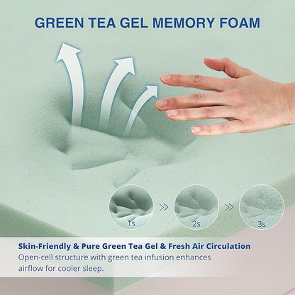 10 Inch Green Tea Memory Foam Mattress, Twin Mattress in a Box, Gel Infused Foam for Pressure Relief and Cool Sleep, CertiPUR-US Certified, Medium Firm
