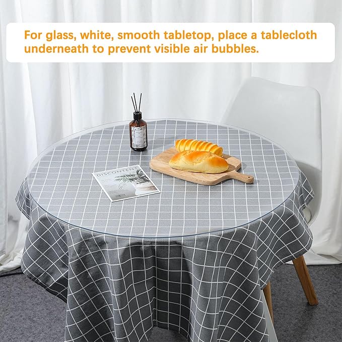 70 Inch Clear Round Table Cover Protector 1.5mm Thick Table Protector for Dining Room Waterproof Plastic PVC Vinyl Tablecloth Cover Circle Tabletop Desk Pad Mat for Furnture Coffee End Bed Side Table