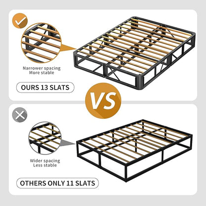 MAF 5 Inch Cal King Size King Box Spring, Low Profile Box Spring Cal King 3500 lbs Black Heavy Duty Metal Mattress Foundation with BoxSpring Cover, No Squeaky, Easy Assembly