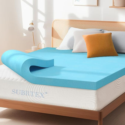 Subrtex Mattress Topper, Memory Foam Mattress Topper, Gel-Infused Memory Foam Topper for Side Stomach Sleepers, Breathable Bed Toppers (3 Inch, Full)