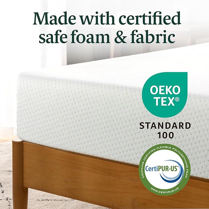 ZINUS 6 Inch 75" x 30" (Narrow Twin) Green Tea Memory Foam Mattress [New Version], Fiberglass free, Medium Firm Feel, Zoned Pressure Relief, Certified Safe Foams & Fabric, Mattress in A Box
