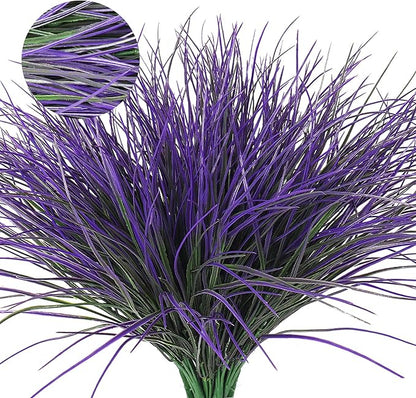RECUTMS Fake Outdoor Plants, Fake Plants Artificial Grass Plants Fake Bushes Faux Shrubs Wheat Grass Purplish Red Artificial Plants Outdoor UV Resistant for Garden Porch Yard Home Decor(Purple)