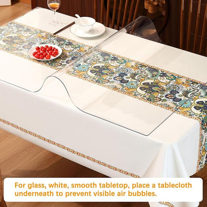 60 x 120 Inch Clear Plastic Dining Table Protector Tablecloth Desk Pad Mat Wooden Furniture Coffee Glass Conference Activity Banquet Table Cloth Top Protection Countertop Cover Waterproof PVC Vinyl
