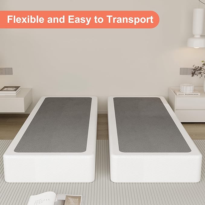 Split California King Box Spring 5 Inch, Low Profile Heavy Duty Metal Box Spring Cal King Size with Fabric Cover, Noise-Free, Quick Assembly
