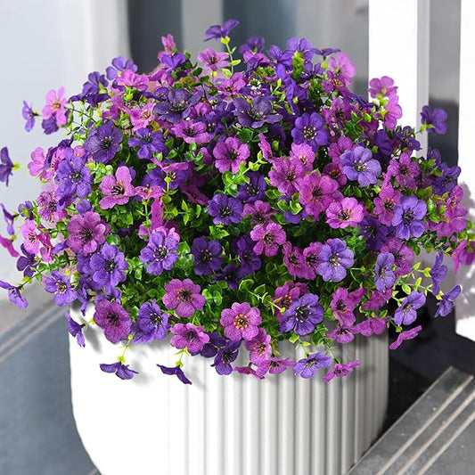 Artificial Flowers Faux Plants Outdoor Fake Flowers Spring Decor,12 Bundles Realistic Plastic Plant Colorful Daisy UV Resistant for Porch Patio Home Yard Garden Window Box Pot Planters