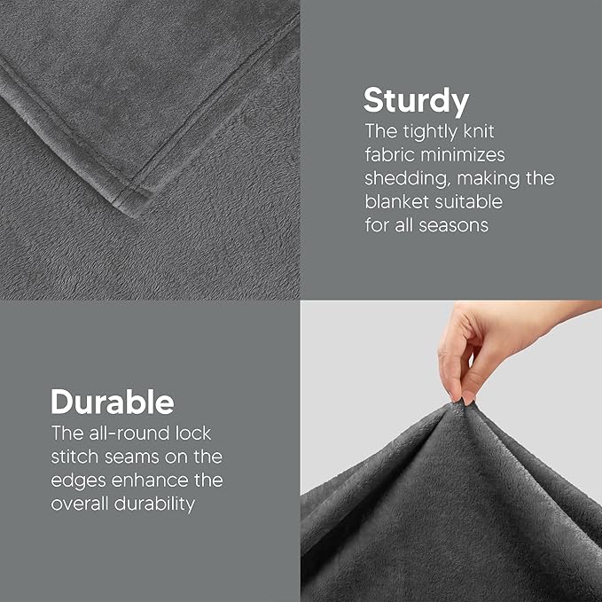 Utopia Bedding Fleece Blanket Throw Size Grey 300GSM Luxury Anti-Static Fuzzy Soft Microfiber Blanket for Couch, Sofa and Bed (60x50 Inch)
