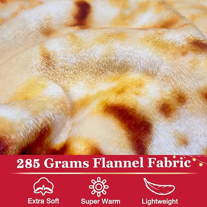 Jorbest Burritos Tortilla Throw Blanket Birthday Gifts for Adult and Kids, Realistic Tortilla Food Blanket Funny Gifts for Women Men Teen Mom Dad, 285 GSM Soft Flannel Taco Blanket (Tan, 47 inches)