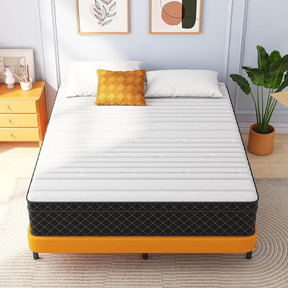 Swbvs Queen Mattress, 12 Inch Queen Size Mattress Bed in a Box, Memory Foam & Pocket Springs, Medium Feel, Cool Sleep & Pressure Relief, 120-Night Trial