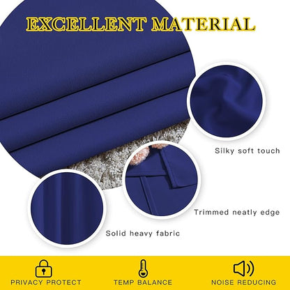 NICETOWN Blackout Doorway Curtains 80 inch Length - Grommet Room Darkening Thermal Insulated Soundproof Window Treatments for Bedroom/Closet (2 Panels, 46 x 80 Inch, Navy Blue)