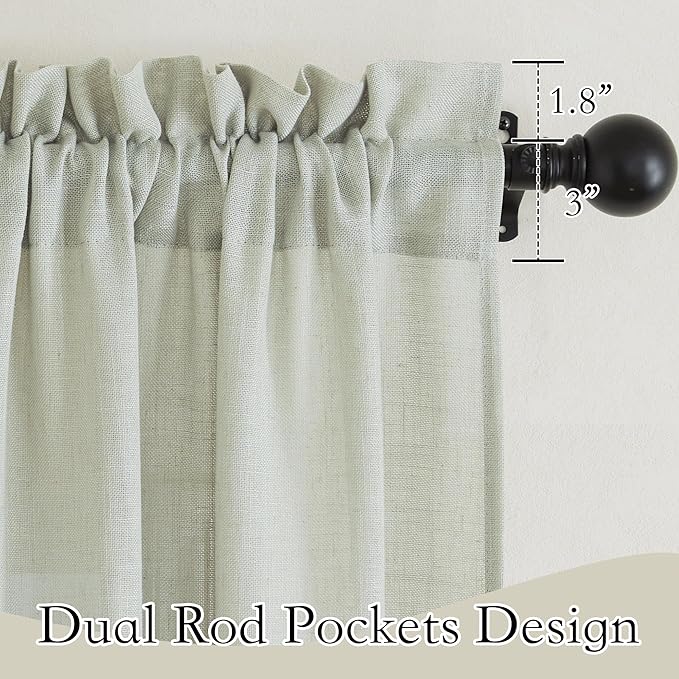 RYB HOME Extra Long Linen Curtains 120 inches for Living Room, Light Filtering Privacy Protection Vertical Decorative 2 Panels Set Window Treatments for Bedroom, Sage Green, W 52 x L 120 inches
