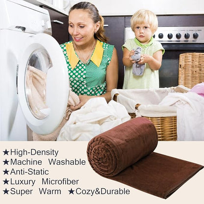 HOZY Soft Blanket King Size Fleece Warm Fuzzy Throw Blankets for The Bed Sofa Lightweight 350GSM Chocolate 90"*108"