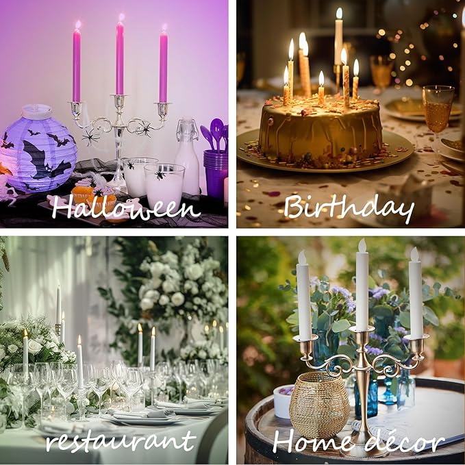 3 Candle Metal Candelabra – Candlesticks Holder for Formal Events, Wedding, Church, Holiday Décor, Halloween – Taper Candle Holder Stand Centerpiece Elegant Decoration Piece for Table,Brass
