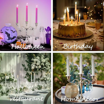 Pewter Candle Holder，5 Arms Metal Candle Holders for Pillar Candles（10.6 inch Tall Candlestick Holders, for 1/2-1 inch Taper Candles,Centerpiece Elegant Decoration Piece for Table