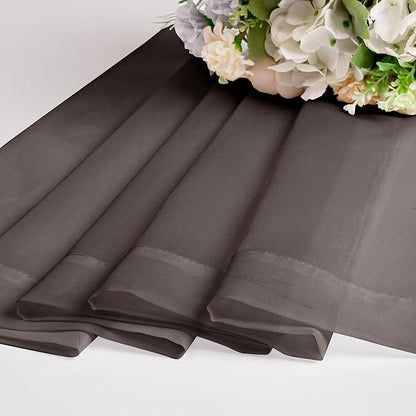 Chyhomenyc Sheer Curtains 36 inch Length 2 Panels, Light Filtering Voile Rod Pocket Short Window Sheer Curtians for Bathroom Living Room, 2PCS, Choclate Brown