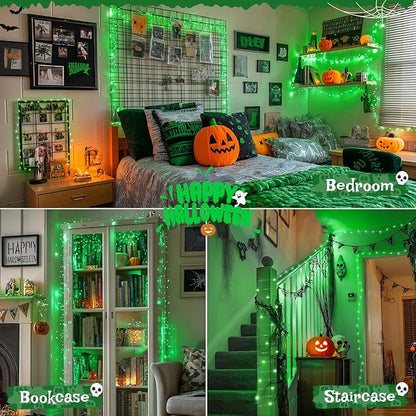 JMEXSUSS 2 Pack Green Fairy Lights Battery Operated, Total 400 LED 132ft Twinkle String Lights with Remote, 8 Modes Christmas Lights for Tree Fireplace Bedroom Indoor Outdoor Halloween Xmas Decor
