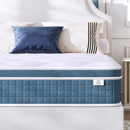 koorlian Twin XL Mattress 12 Inch - Cooling Hybrid Mattress in a Box for Back Pain Relief - Pocket Spring & Memory Foam | Fiberglass-Free, Medium Firm Feel, CertiPUR-US, 120 Nights Trial