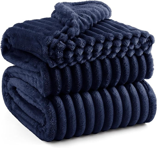 Bedsure GentleSoft Blue Fleece Blanket for Couch - Cozy Soft Blankets for Women, Cute Small Throws for Girls, 90x90 Inches