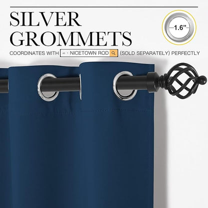 NICETOWN Moroccan Blue Blackout Curtains 120" Long for Office, Dining Room, Guest Room, 55" Wide, 2 Pieces, Sound Reducing Heat and Cold Block Curtain Panels for Modern Room Decorative