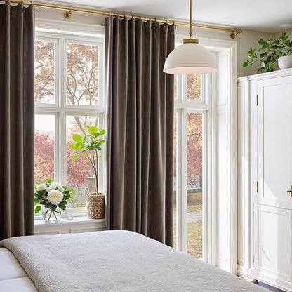Lazzzy Velvet Blackout Curtains Thermal Insulated Room Window Drapes Super Soft Luxury Curtains for Living Room Bedroom Rod Pocket 2 Panels, Truffle, 52" W x 102" L