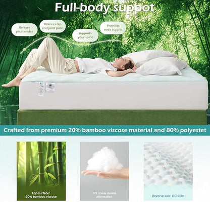 Hansleep RV Short Queen Mattress Topper Viscose Derived from Bamboo, Camping Memory Foam Pillow Top Mattress Topper, Breathable Mattress Pad for Back Pain Relief, 60" x 75", Charcoal Grey