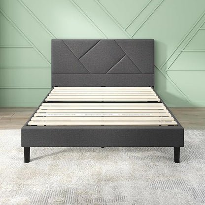 ZINUS Judy Upholstered Platform Bed Frame, Mattress Foundation, Wood Slat Support, No Box Spring Needed, Eco Friendly WonderBox (TM), Easy Assembly, Dark Grey, King