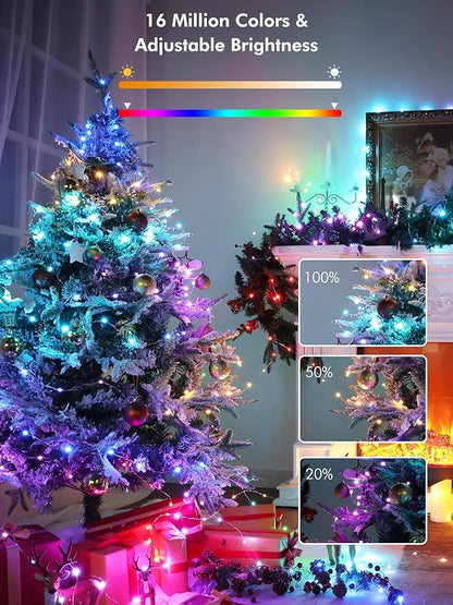 BrizLabs Smart Fairy Lights, 33ft 100 LED Color Changing Fairy Lights Work with Alexa/Google Home, WiFi Rainbow Christmas Light Dimmable RGB Twinkle Starry Light for Christmas Tree Home Party Decor