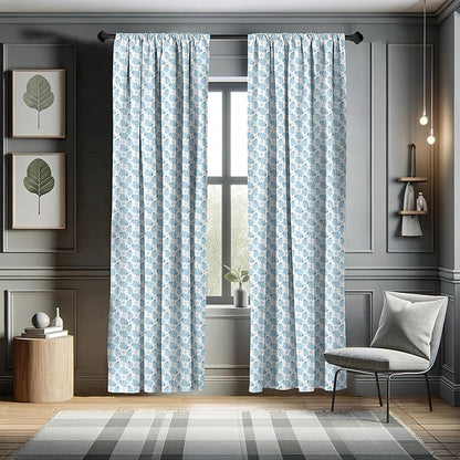 Ambesonne Animal Cartoon 2 Panel Curtain Set, Happy Smiling Pattern with Dots Animal, Lightweight Window Treatment Living Room Bedroom Decor, Pair of - 28" x 95", Pale Blue Sky Blue White