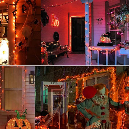 Brizled Orange Halloween Lights, 21.3ft 100-ct Incandescent Halloween String Lights Connectable, UL Certified Orange Light String, Black Wire Mini Light Set for Fall Season Holiday Thanksgiving Tree
