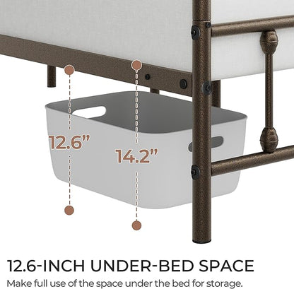 Yaheetech Classic Metal Platform Bed Frame Mattress Foundation with Victorian Style Iron-Art Headboard/Footboard/Under Bed Storage/No Box Spring Needed/Full Size Bronze