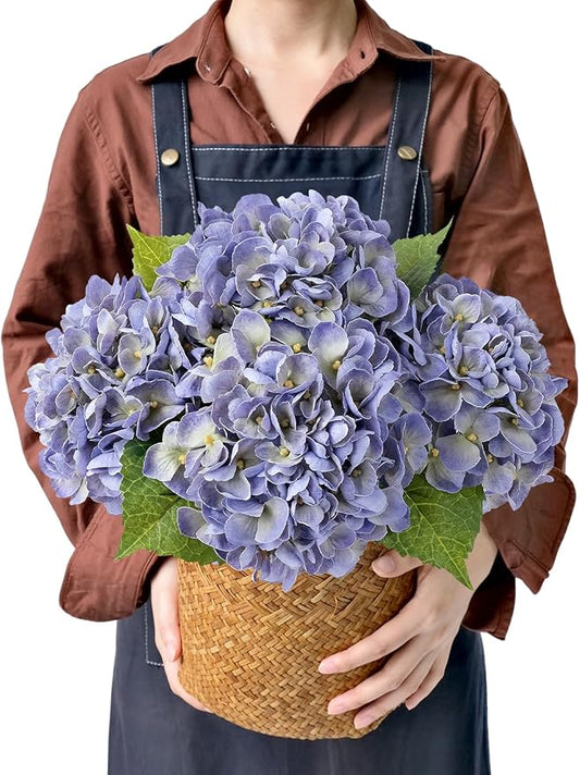 Light Purple Boho Real Touch Flowers,4PCS 21" Lifelike Artificial Hydrangeas with Stems for Indoor Outdoor Wedding Bouquet Table Centerpieces Home Baby Showers