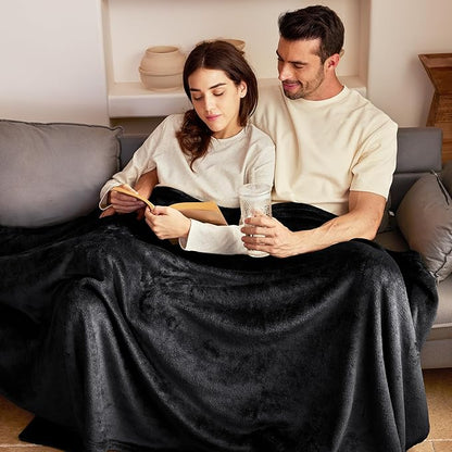 Exclusivo Mezcla Fleece Blanket Twin Size for Bed, Super Soft and Warm, All Season Use, Cozy, Plush, Lightweight, 90x66 Inches, Black