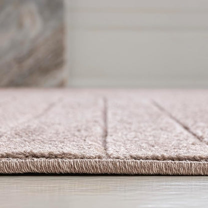 Eyely NCS101C-8 Odense High-Low Minimalist Angle Geometric Light Taupe 8 ft. x 10 ft. Indoor/Outdoor Area Rug, for Home, Backyard, Patio, Porch, Bedroom, Kitchen, Living Room