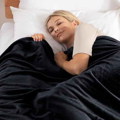 Exclusivo Mezcla Fleece Blanket King Size for Bed, Super Soft and Warm, All Season Use, Cozy, Plush, Lightweight, 120x120 Inches, Black