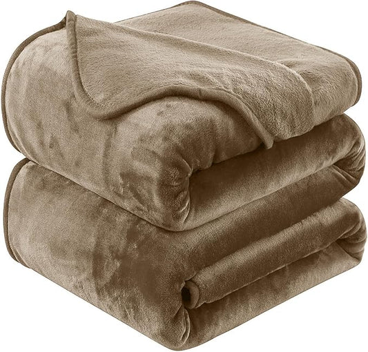 Soft Queen Size Blanket for All Season Warm Fuzzy Microplush Lightweight Thermal Fleece Summer Autumn Fall Winter Spring Blankets for Queen Full Bed Couch Sofa,90x90 Inches,Taupe