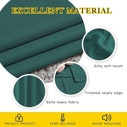 NICETOWN Hunter Green Blackout Bedroom Curtains 96 inches Long, Grommet Thermal Insulated Room Darkening Window Treatments Sound Reducing for Living Room, W46 x L96, 2 Panels