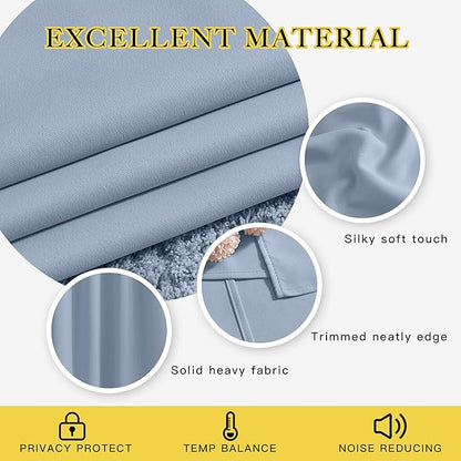 NICETOWN Blackout Curtains Drapery Panels - Window Treatment Blackout Curtains/Panels for Bedroom/Living Room Window, 72 inches Long, 2 Panel Set, Vintage Blue