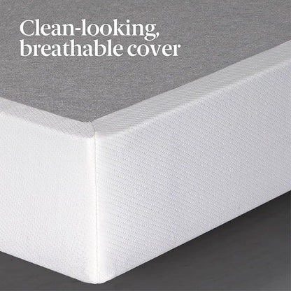 ZINUS 7.5 Inch Box Spring with Cover, No Assembly Mattress Foundation, Sturdy Metal Structure, Queen, White