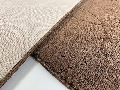 Custom Size Modern Geometric Pattern Carpet Runner Rug for Hallways, Slip Resistant Latex Rubber Backed, 31 inch Wide X Customized Length, Circles Brown, 31 inch X 16 feet