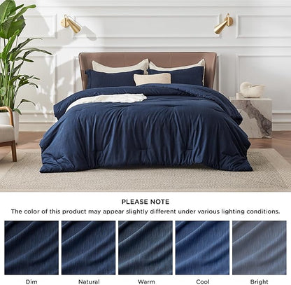 Bedsure Full Comforter Set - Navy Soft Bedding for All Seasons, Cationic Dyed Bed Set, 3 Pieces, 1 Full Size Comforter (82"x86") and 2 Pillow Shams (20"x26"+2")